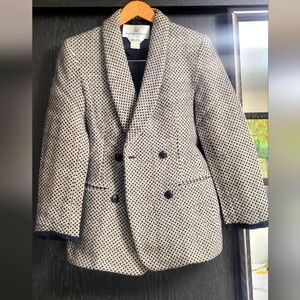 Alfred Sung Black and White Blazer Classic Tailored Suit Jacket